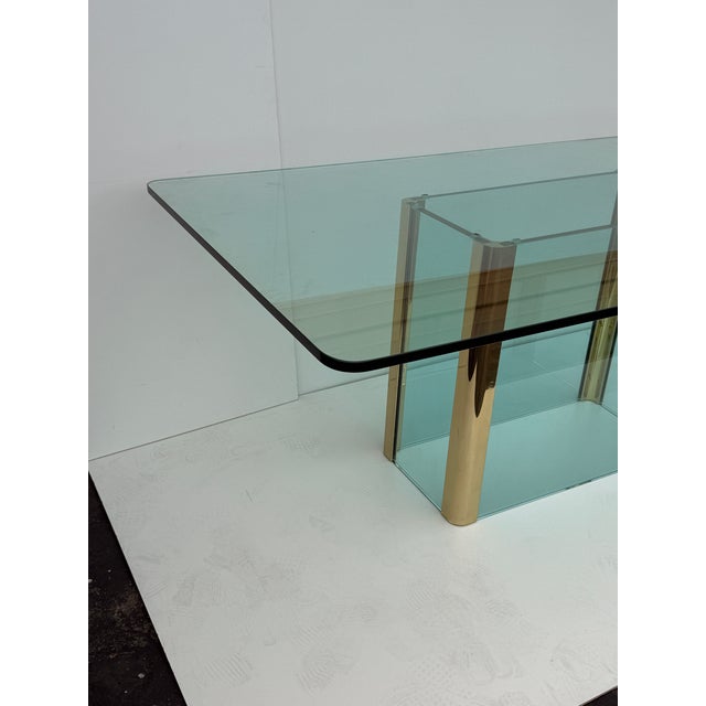 Mid-Century Modern 1970s Leon Rosen for Pace Collection Glass and Brass Dining Table For Sale - Image 3 of 12