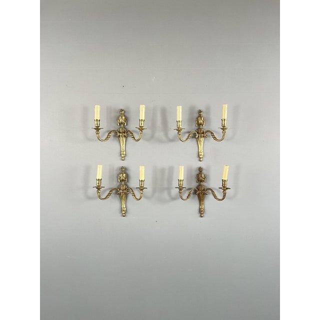 20th Century Louis XVI Bronze Wall Sconces, Set of 4 For Sale - Image 3 of 8