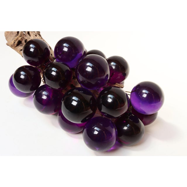 Mid-Century Modern Purple Lucite Acrylic and Driftwood Grape Cluster Centerpiece For Sale - Image 9 of 14