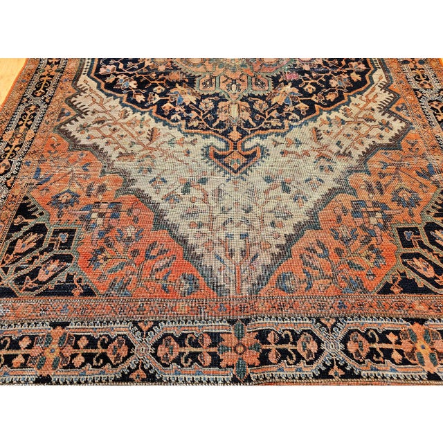 Antique Persian Farahan Sarouk Rug, Hand-Knotted Wool, Floral Pattern, Ivory & Brick Red, 5x7 For Sale - Image 12 of 17