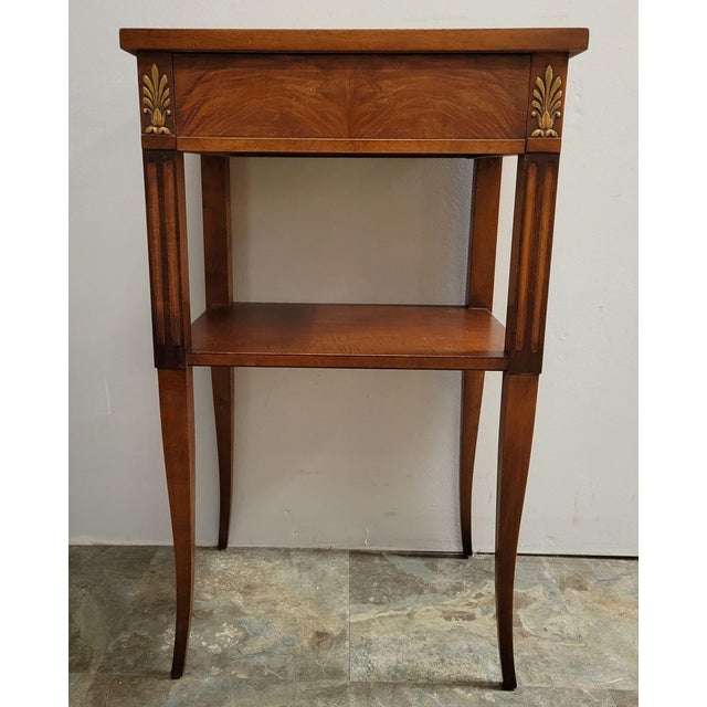 1950s Pair of Italian Louis XVI–Directoire Style Figured Birch Twin Beds With Nightstand, C. 1950 For Sale - Image 5 of 12