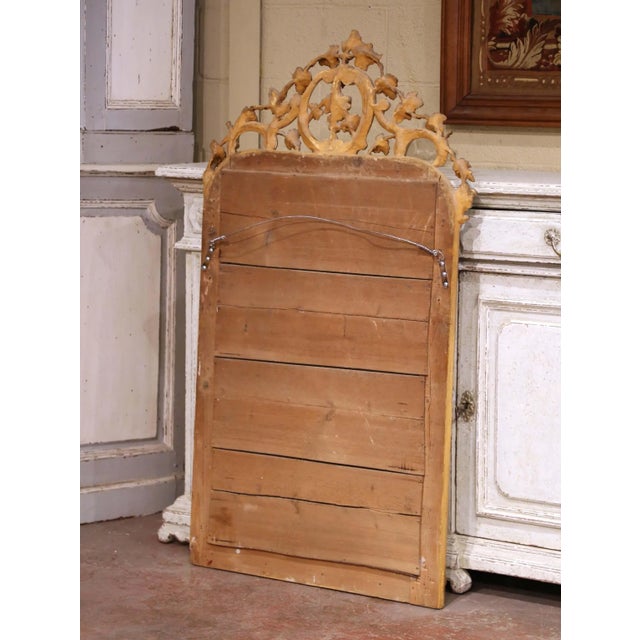 Wood 19th Century French Louis XV Carved Giltwood Mirror With Grape and Vine Crest For Sale - Image 7 of 7