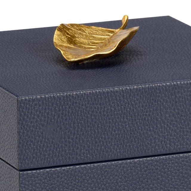 Transitional Chelsea House Leaf Box in Navy For Sale - Image 3 of 4
