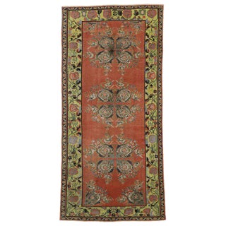 Vintage Turkish Oushak Gallery Runner Rug - 4'6 X 9'6 For Sale