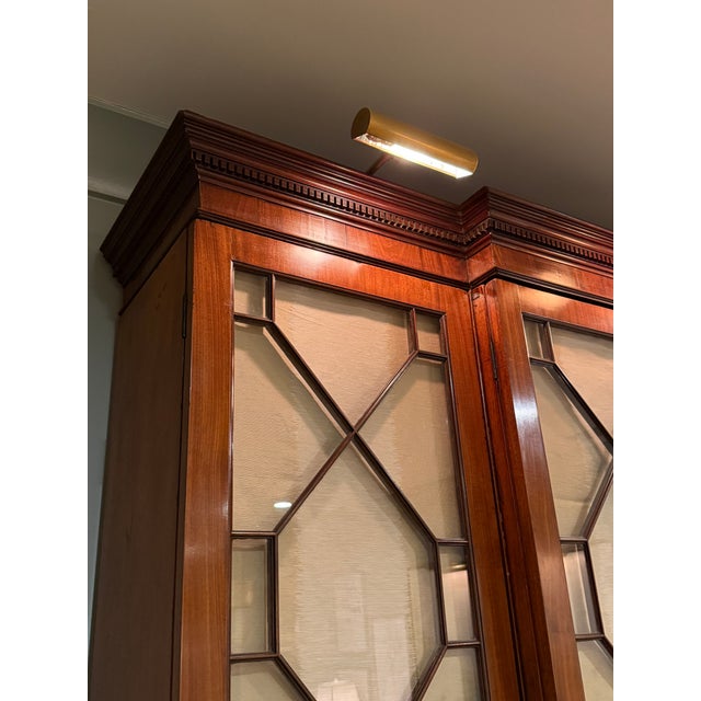Traditional 18th Century Georgian Mahogany Breakfront Bookcase With Lined Interior For Sale - Image 3 of 5