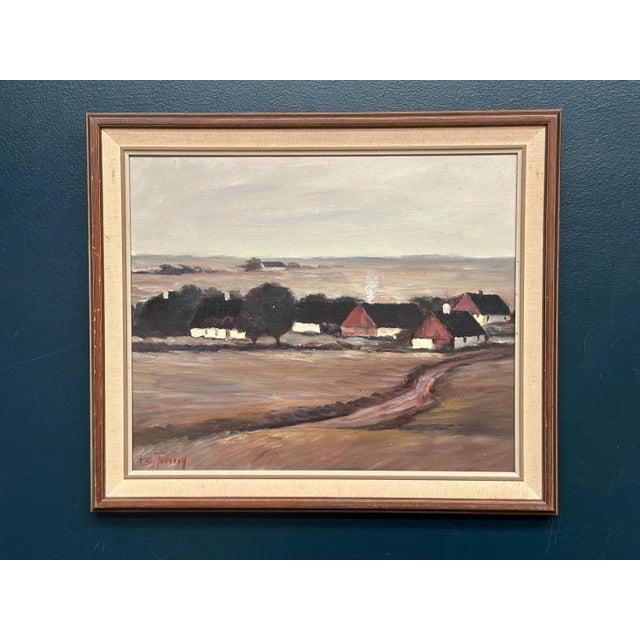 B. Jernberg, Landscape with Farms, 1950s, Oil Painting on Canvas, Framed For Sale - Image 16 of 16