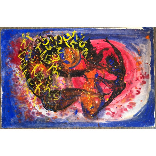 This is a fantastic Large Double-Sided Original Mixed Media Painting on Paper by listed California artist Hendrik Grise...