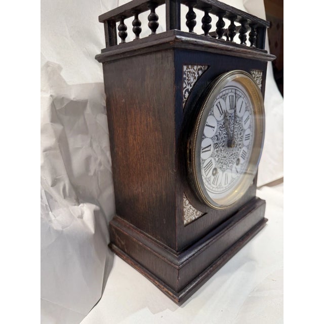Brown 19th Century French Aesthetic Style Mantel Clock Attributed to Lewis Foreman Day For Sale - Image 8 of 13