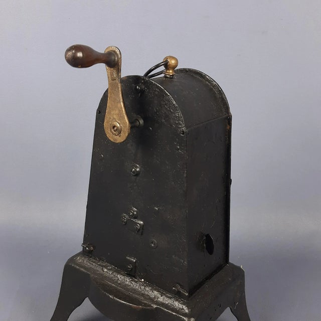 Black Antique Cast Iron and Brass Hand-Crank Rotisserie, Early 1900s For Sale - Image 8 of 12