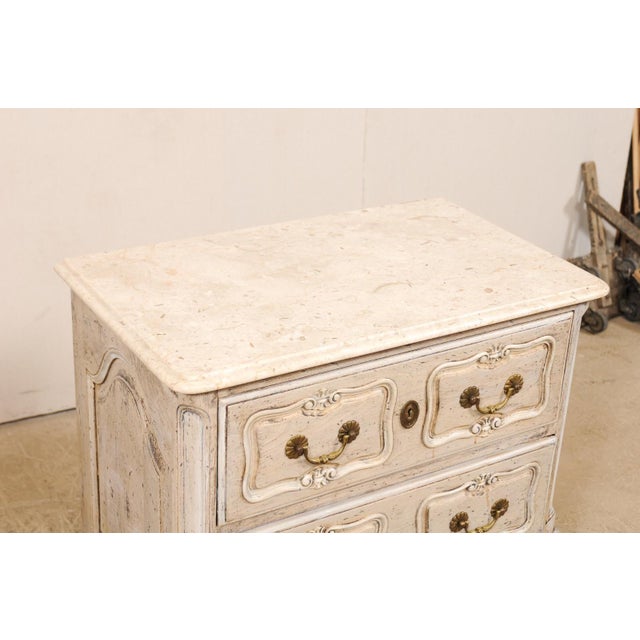 Wood Mid 20th Century French Marble-Top Commodes w/Pierced Skirt - A Pair For Sale - Image 7 of 11