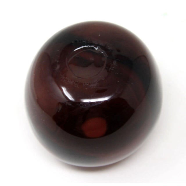 Glass 1972 Hand Blown Amethyst Art Glass Orb Vase For Sale - Image 7 of 11