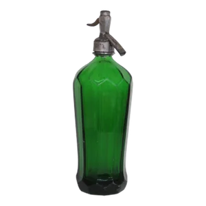 Art Deco Soda Siphon Seltzer Bottle Green Glass Nathan Arbeiterman Brooklyn Soda