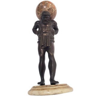 19th-Century Italian Bronze Statue of Atlas For Sale