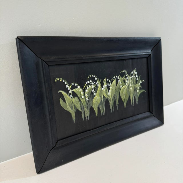 Contemporary Oil on Wood Framed Painting of Lily of the Valley For Sale - Image 3 of 6