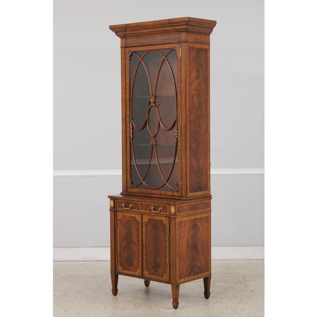 Traditional Maitland Smith Mahogany Narrow China Cabinet For Sale - Image 3 of 18