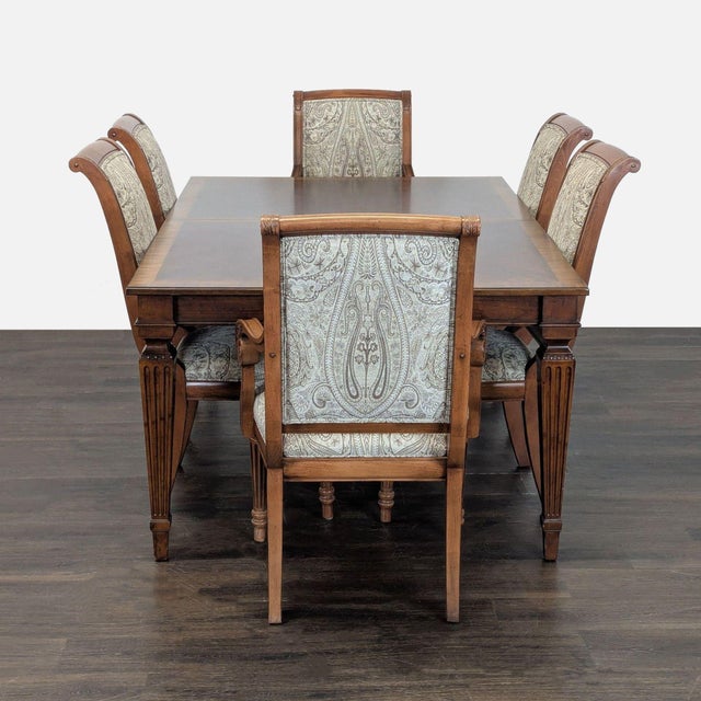 Ethan Allen Ethan Allen Goodwin 7-Piece Wood Dining Set With Upholstered Chairs For Sale - Image 4 of 13