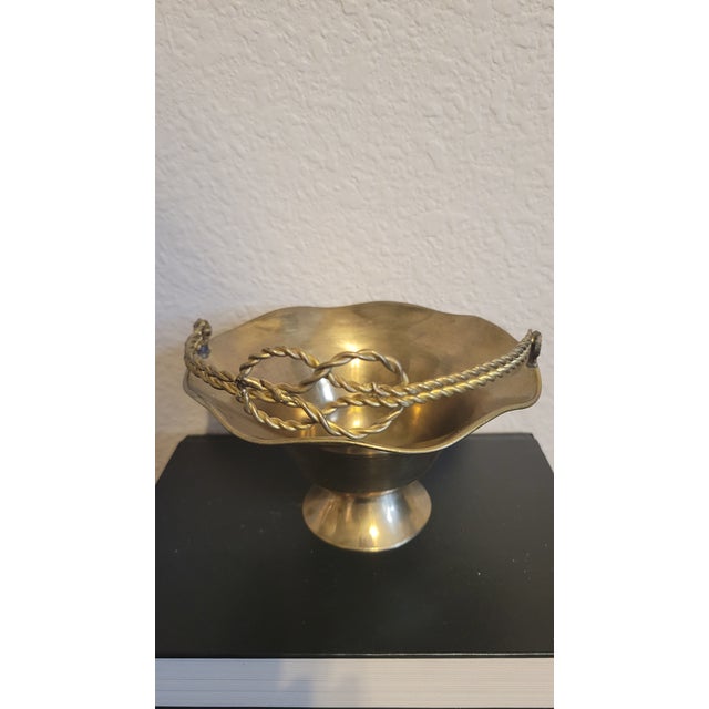 Vintage Small Brass Basket With Swivel Handle For Sale - Image 4 of 10
