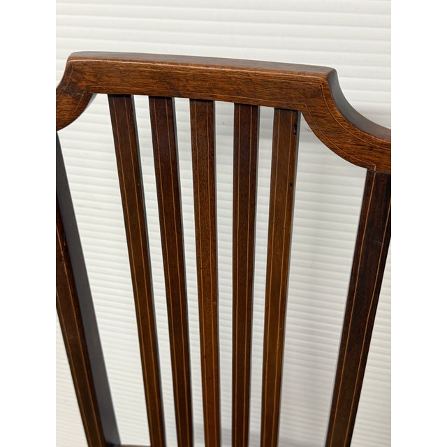 Federal Revival Inlaid Wood Rush Seat Side Chair, Vintage For Sale - Image 9 of 12