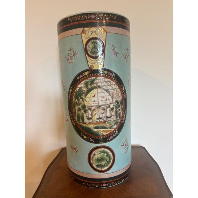Blue Turquoise Enamelled Porcelain Umbrella Stand, 1895 For Sale - Image 8 of 8