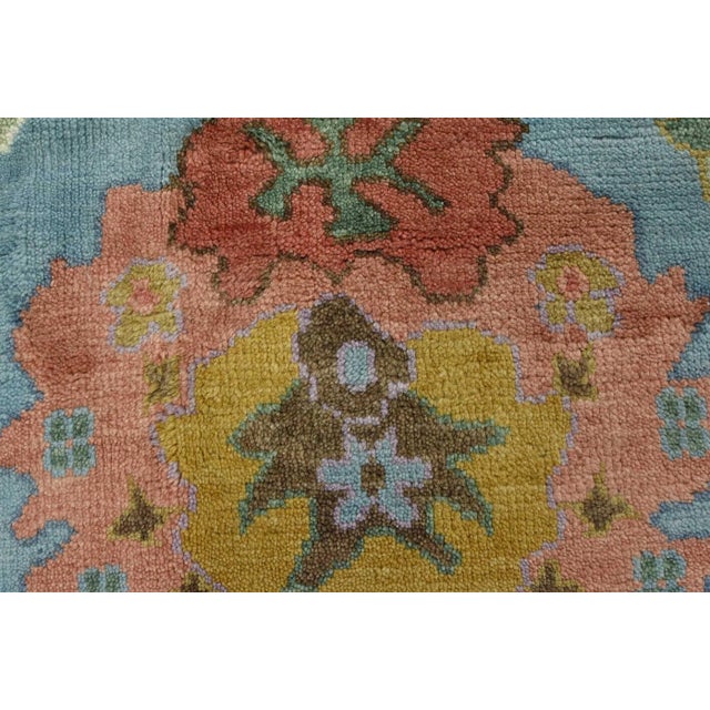 Oushak Rug 9′ X 11’8” Blue Wool Traditional Hand-Knotted Oriental Carpet For Sale - Image 9 of 12