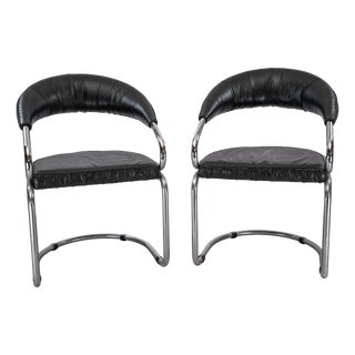 Chrome and Faux Leather Chairs by Giotto Stoppino, Italy, 1970s, Set of 2 For Sale