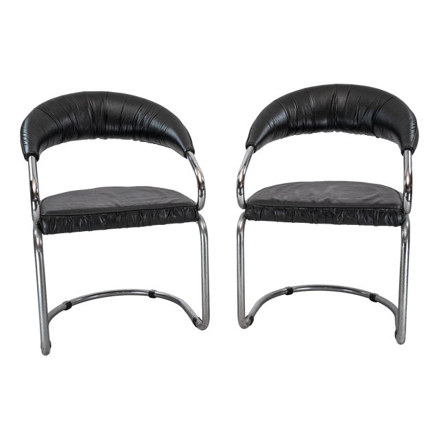 Chrome and Faux Leather Chairs by Giotto Stoppino, Italy, 1970s, Set of 2 For Sale