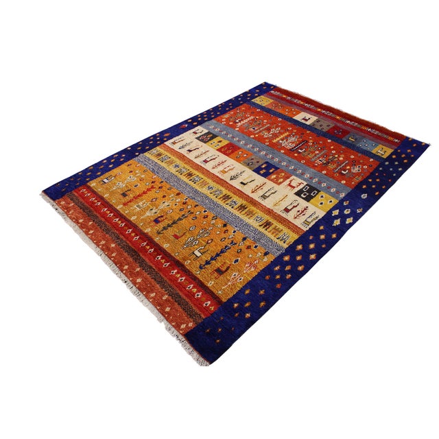 Shabby Chic Moroccan Tribal Rust/Blue Wool Rug - 8'9'' X 12'4'' For Sale - Image 3 of 10