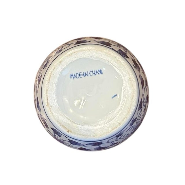 Ceramic Vintage Blue & White Chinoiserie Orchid Pot/ Cache Pot / Jardiniere / Planter For Sale - Image 7 of 7