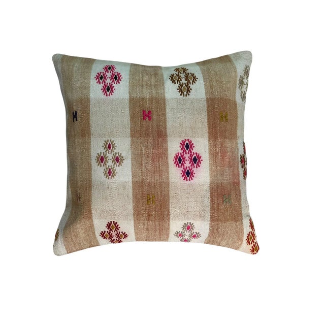 1970s Turkish Kilim Rug Cushion Cover for Meditation Bench For Sale - Image 5 of 11