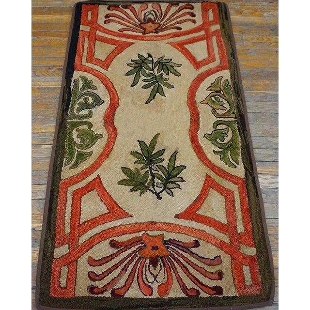 Antique American Hooked rug, size: 2'8" x4'9". Antique American Hooked Rug American Ivory 1920s Ivory, Circa Date: 1920s....