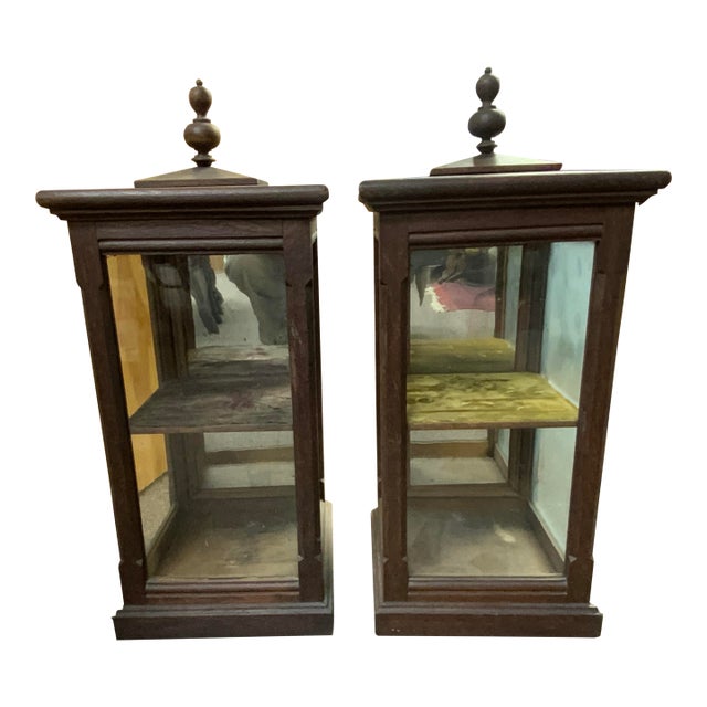 Late 19th Century Pair of Antique Victorian Wood Display Cabinets For Sale