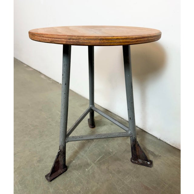 Brown Industrial Grey Workshop Stool, 1960s For Sale - Image 8 of 13
