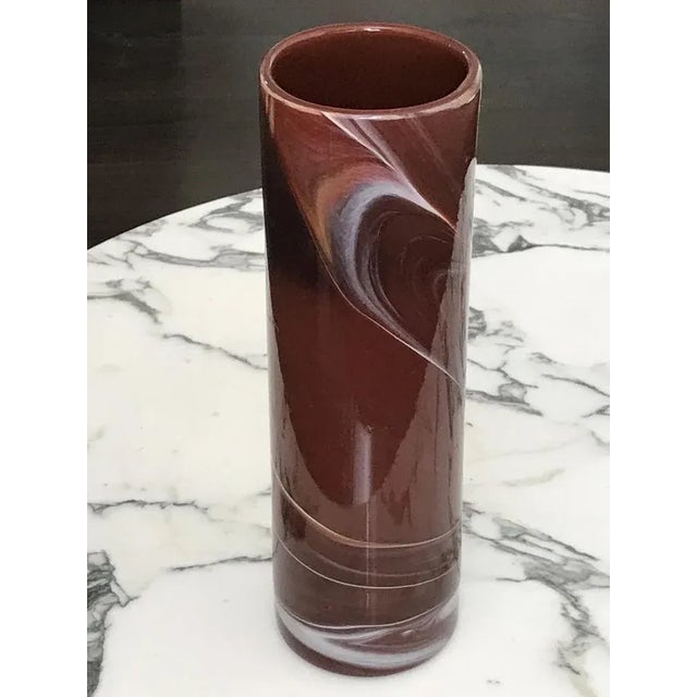 Roller vase by Maure Veil, design of years 60, it is really very decorative, this glass paste is worked with marbled...