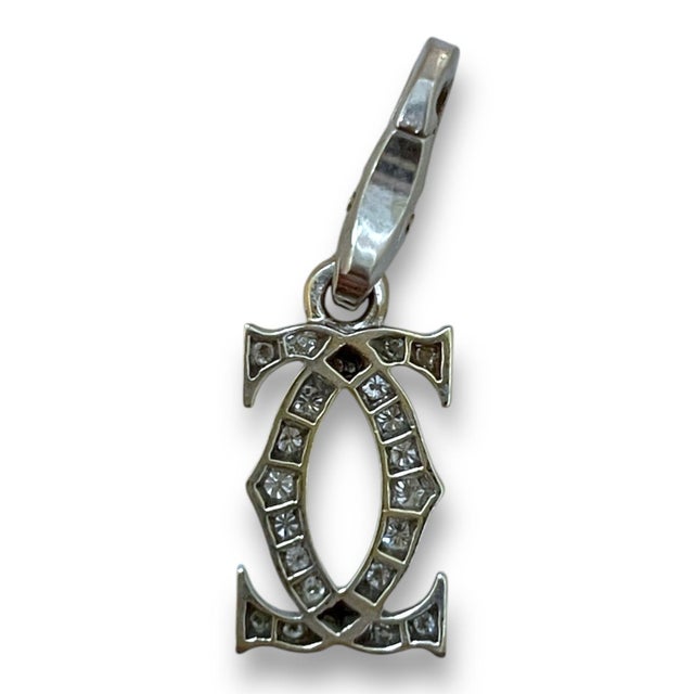 Cartier Cartier 18k White Gold Diamond Double C Pendant For Sale - Image 4 of 4