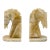 Vintage Mid-Century Modern Hand Carved Honey Onyx Horse Head Bookends For Sale