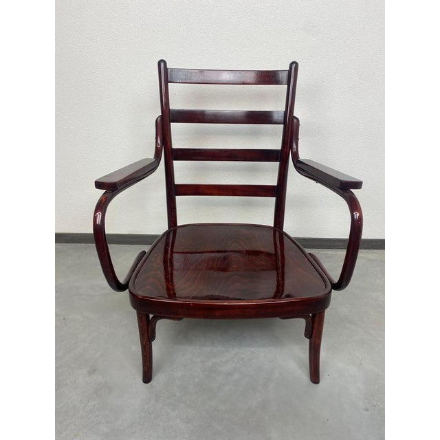 Rare armchair A 403/F by Adolf Schneck for Thonet professionally stained and repolished. This piece is attributed to the...