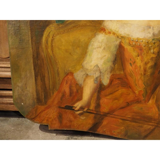 19th Century French Overdoor Painting, the Cellist For Sale In Dallas - Image 6 of 12