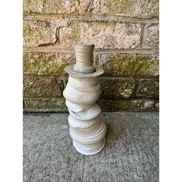 2020s Off White Ceramic Pottery Vase For Sale - Image 5 of 17