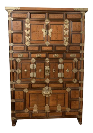 Chinoiserie Cabinet With Brass Hardware