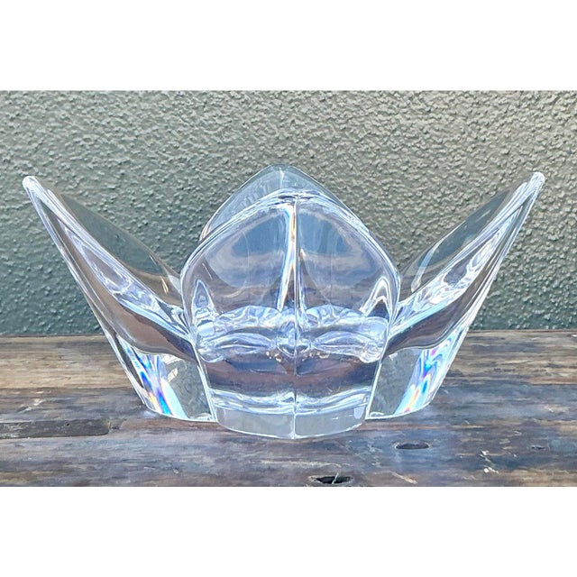 Illuminate your space with the icy brilliance of this vintage crystal bowl by Orrefors, featuring the iconic "Lotus"...