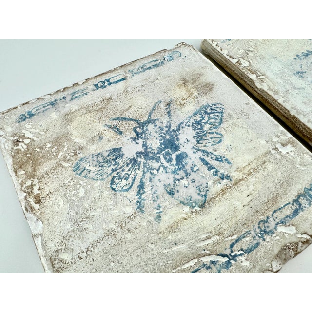 Blue Vintage Italian Tile Selci Del Montefeliro Hot Plate, a Pair For Sale - Image 8 of 12