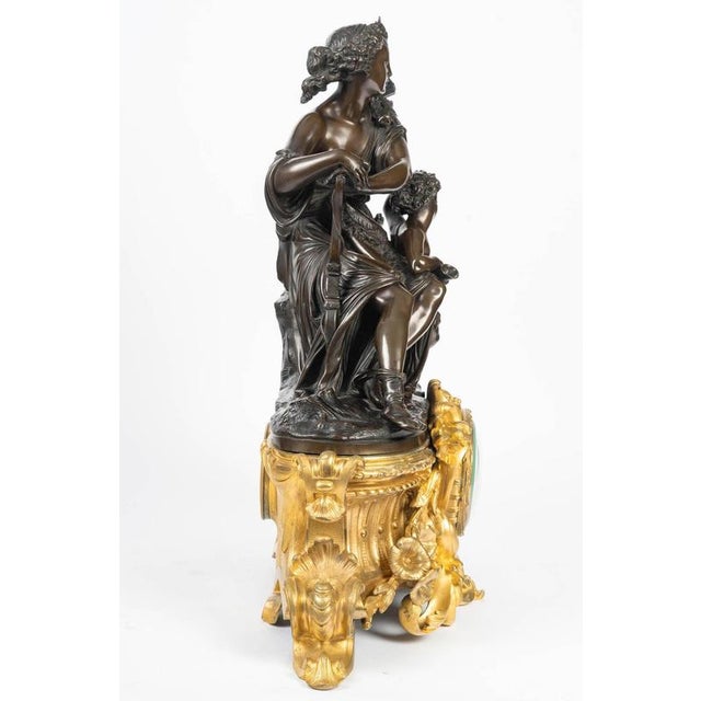 Large Clock with Diana the Huntress and Putto, 19th Century For Sale - Image 9 of 12
