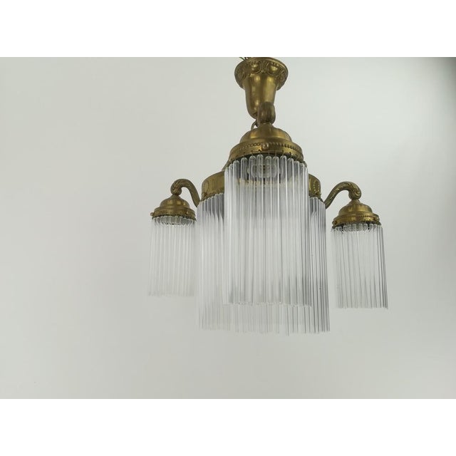 Viennese 3-Armed Chandelier with Glass Rods For Sale - Image 4 of 11