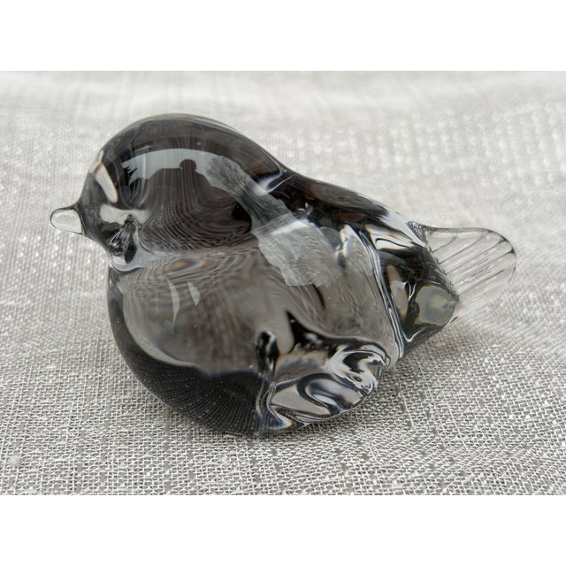 1970s Vintage Smokey Gray Art Glass Bird Figure For Sale - Image 5 of 11
