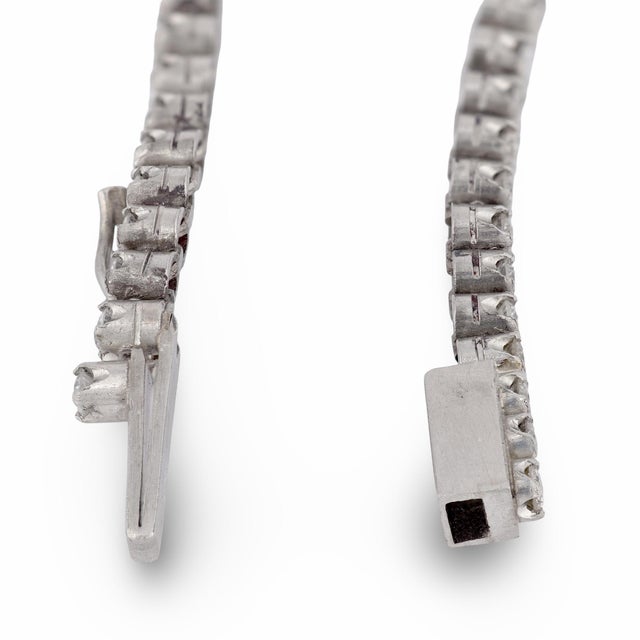 Vintage 3.10 Carat Total Weight Diamond 18k White Gold Tennis Bracelet For Sale In Los Angeles - Image 6 of 6