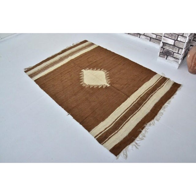 Vintage Handwoven Natural Goat Hair Kilim Rug For Sale - Image 4 of 10