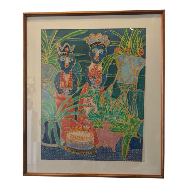 1970s Molly J. Schiff Interiors Painting For Sale