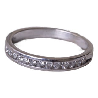 The Stack: Vintage 14K White Gold Channel Set Diamond Stack-able Band For Sale