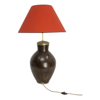 Terracotta Tadelakt Finishing Brown Table Lamp, 1970 For Sale