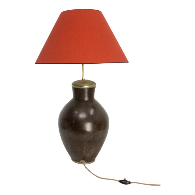 Terracotta Tadelakt Finishing Brown Table Lamp, 1970 For Sale